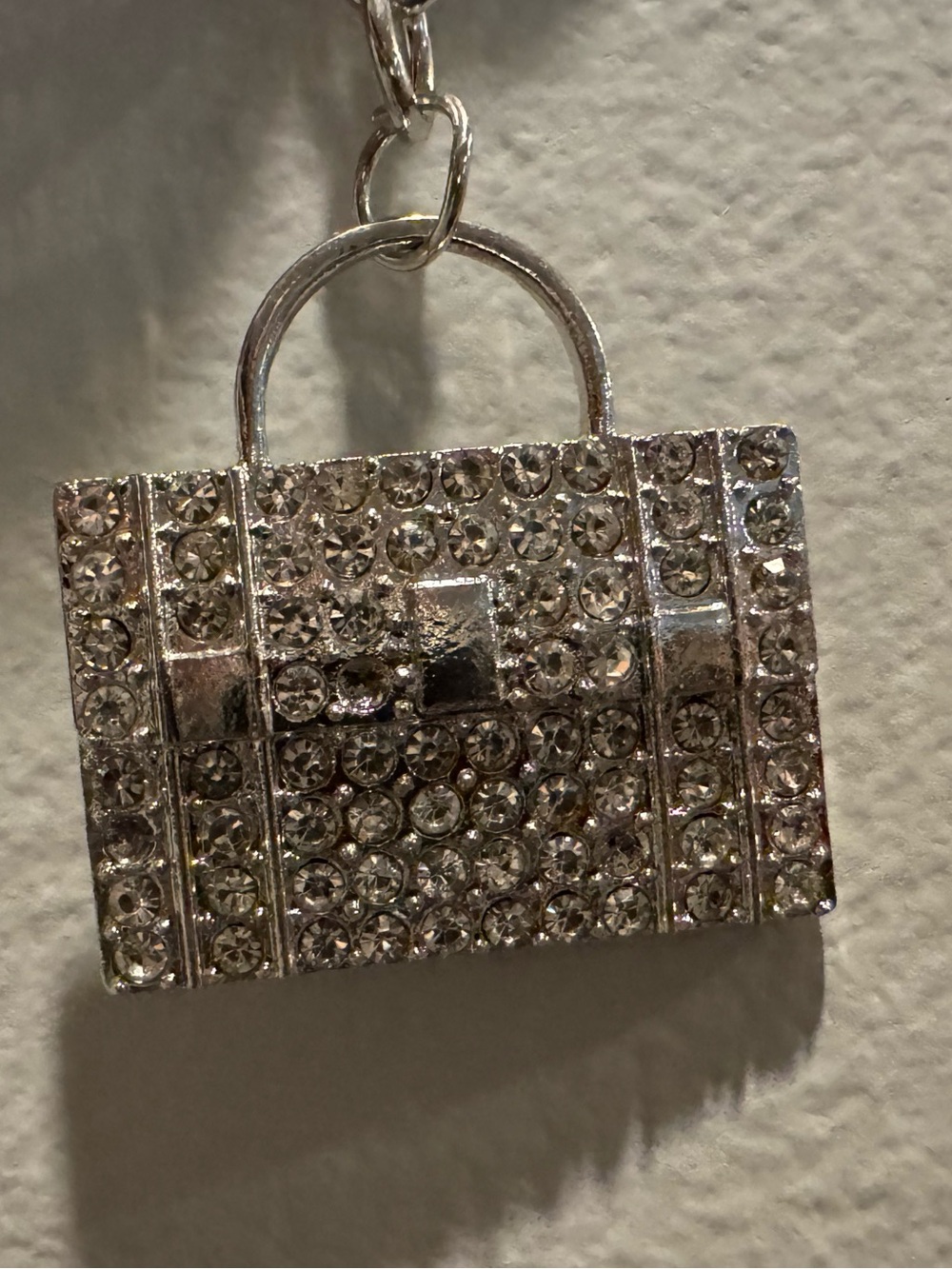 Sparkling Silver-Tone Handbag Keychain or Bag Charm - Picture 2 of 2